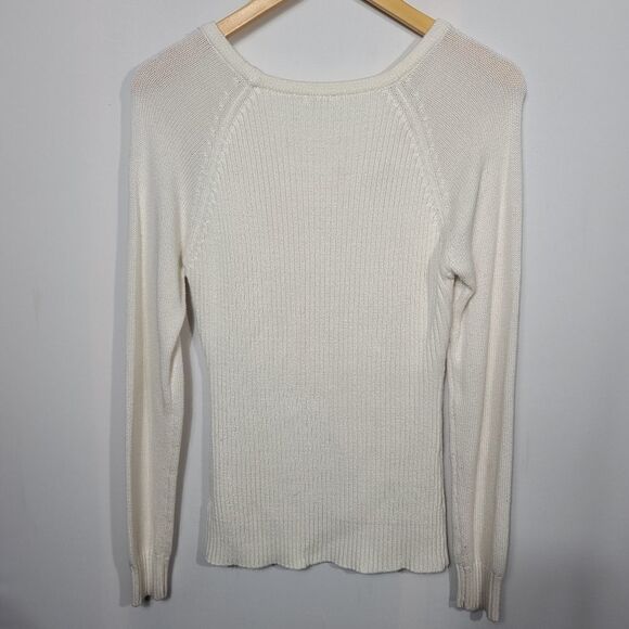 Guess White Sweater With Buttons on Sleeve - Picture 6 of 11